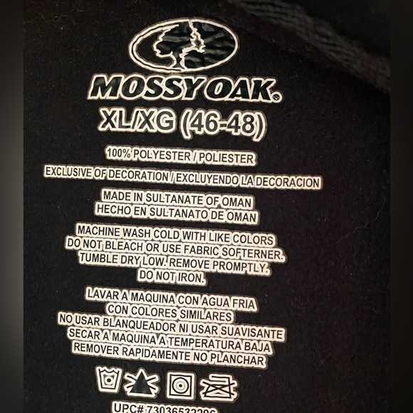 Mossy Oak Sweater Mens Extra Large Camouflage 1/4 Zip Jacket Pullover - Picture 6 of 7